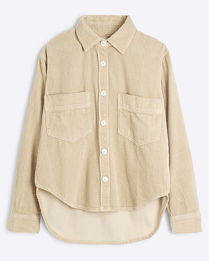 Beige Relaxed Corduroy Shirt