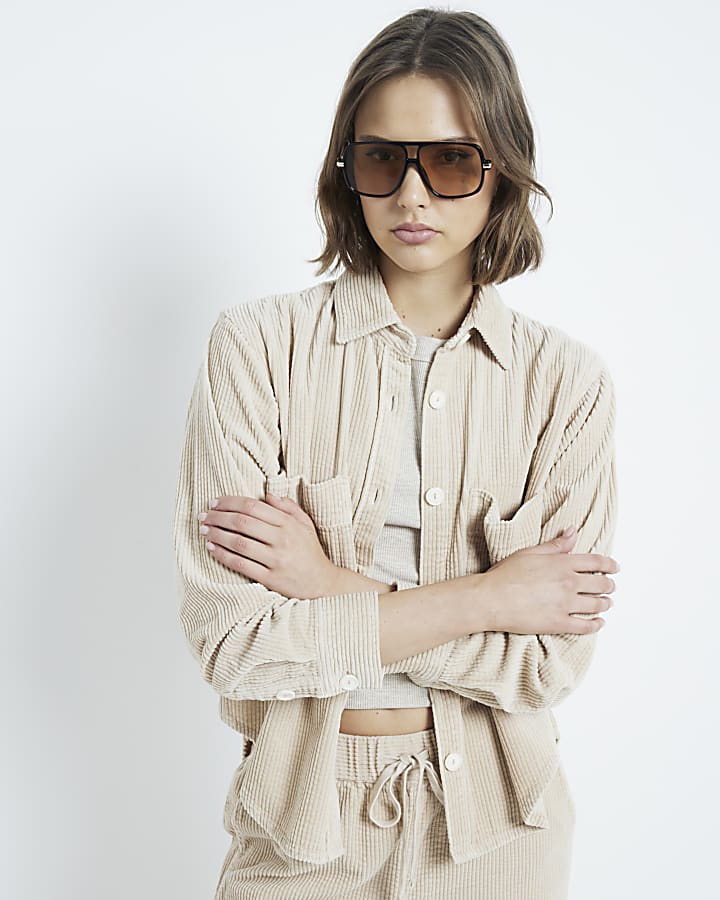 Beige Relaxed Corduroy Shirt