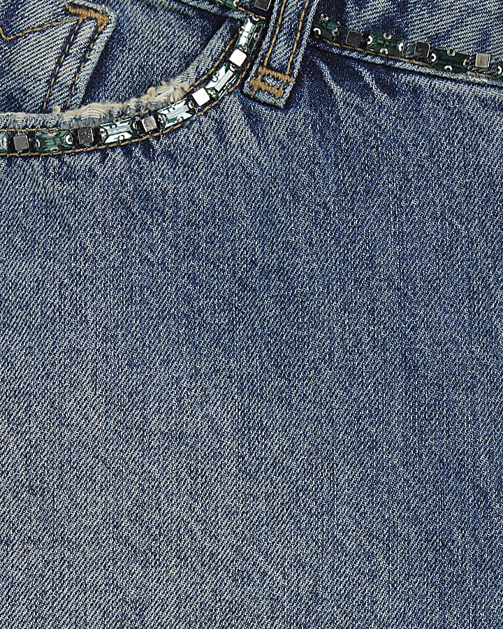 Blue Denim Fringed Shorts