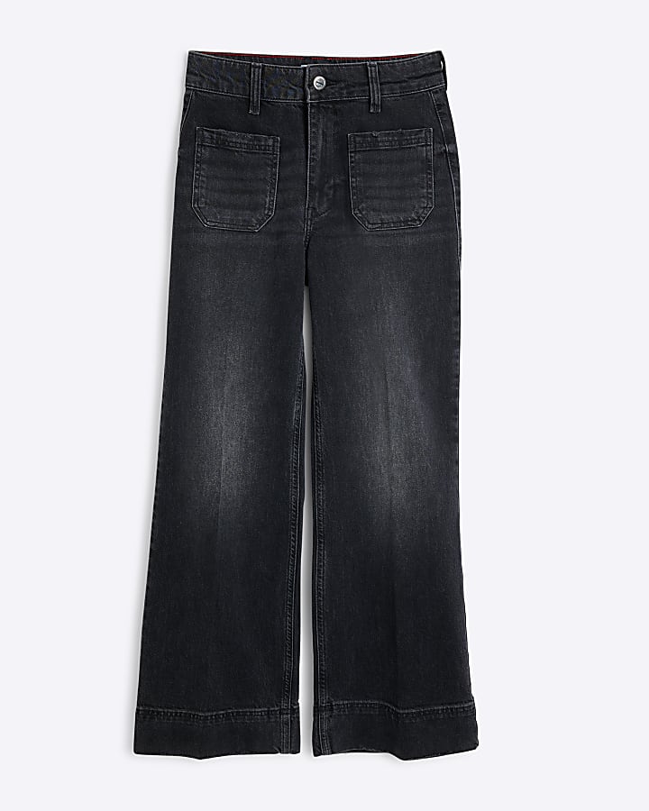 Petite Black High rise Wide Leg Jeans