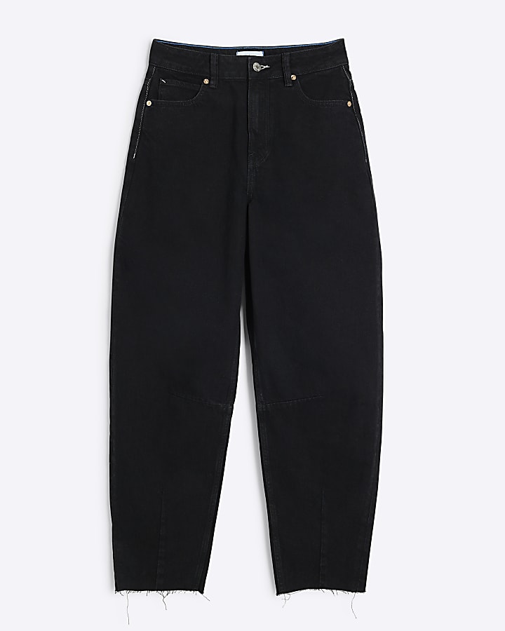 Black Denim Barrel Jeans