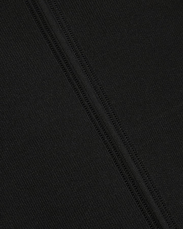 Black Long Sleeve Square Neck Organza Top