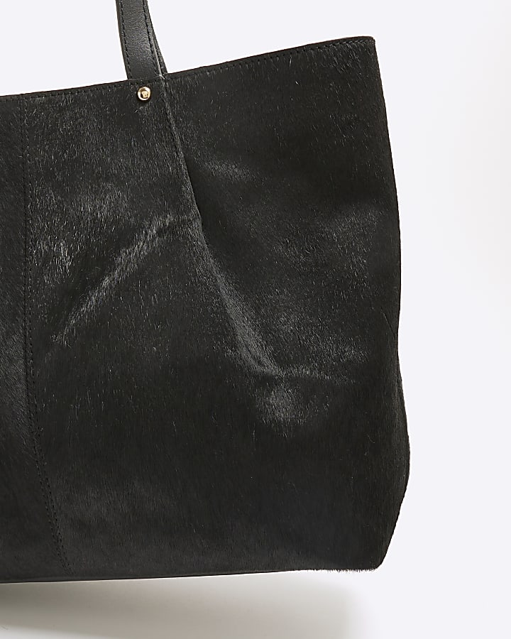 Black Leather Shopper Bag