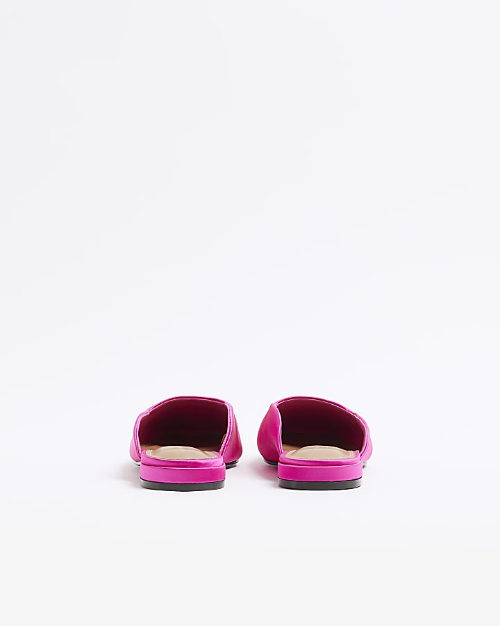 Pink Backless Flat Slip On Shoes