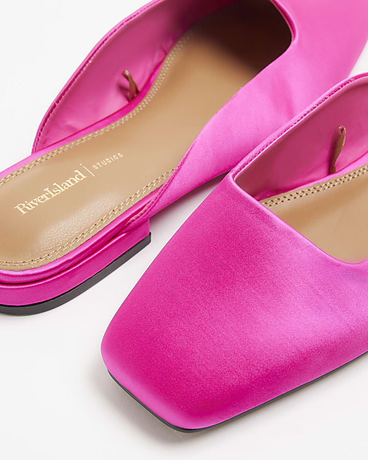 Pink Backless Flat Slip On Shoes