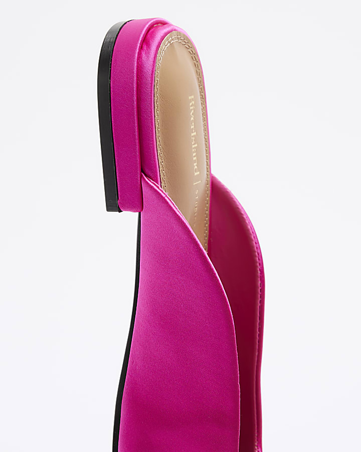 Pink Backless Flat Slip On Shoes