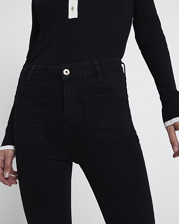 Black High Waisted pocket super skinny jeans