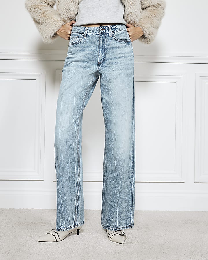 Blue Relaxed Straight Fit Jeans