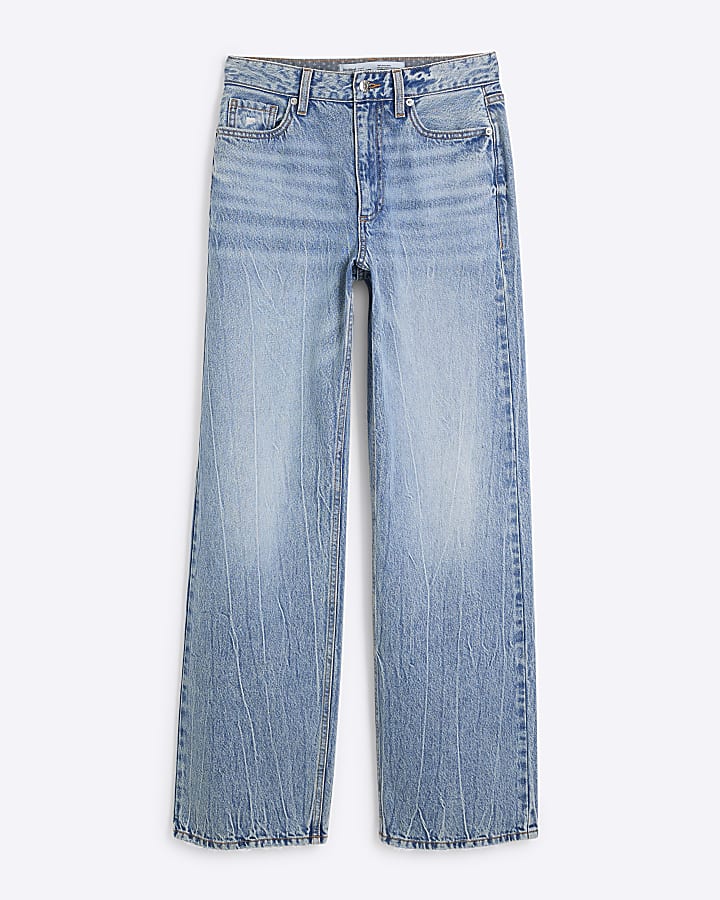 Blue Relaxed Straight Fit Jeans