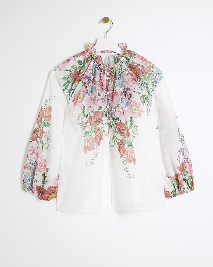 Pink floral blouse