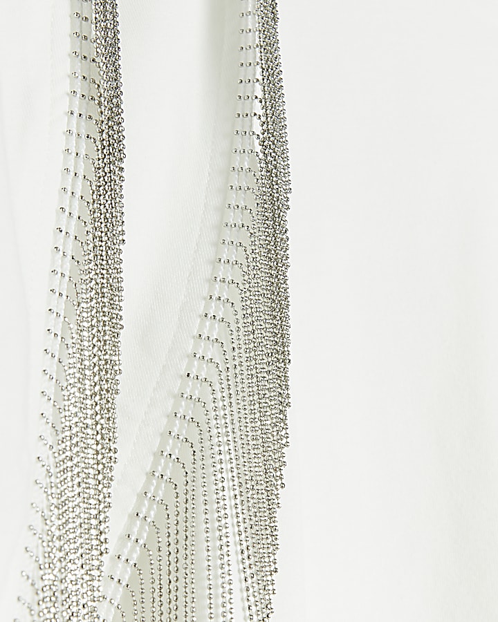 White Chain Fringe T-shirt