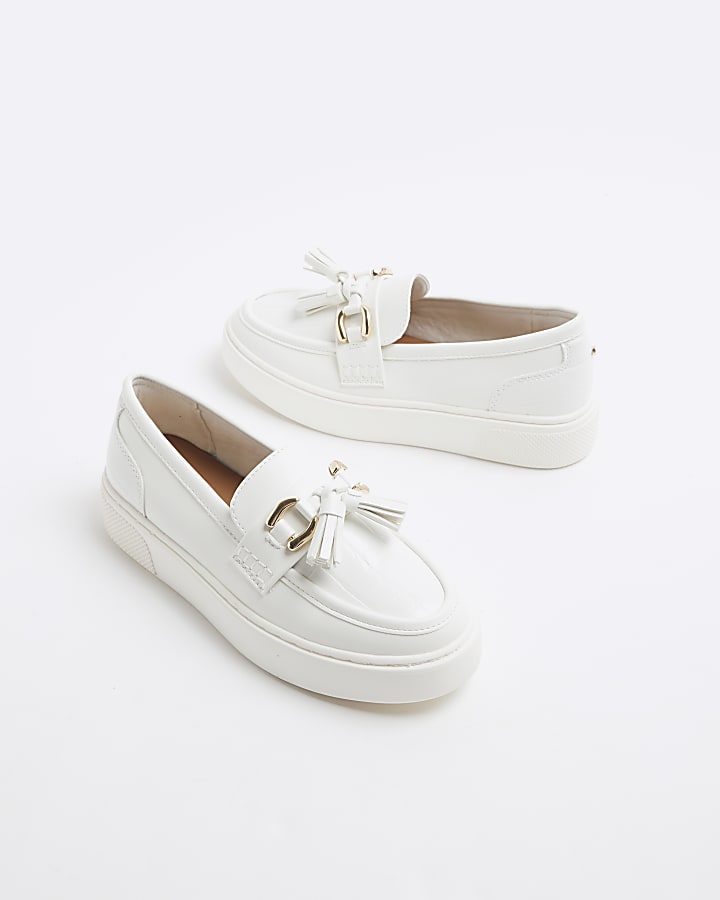 White Chain Tassel Loafers