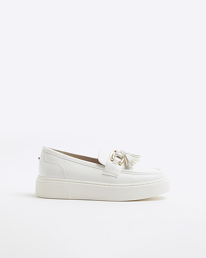 White Chain Tassel Loafers