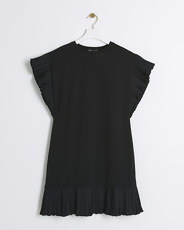 Black frill hem t-shirt mini dress