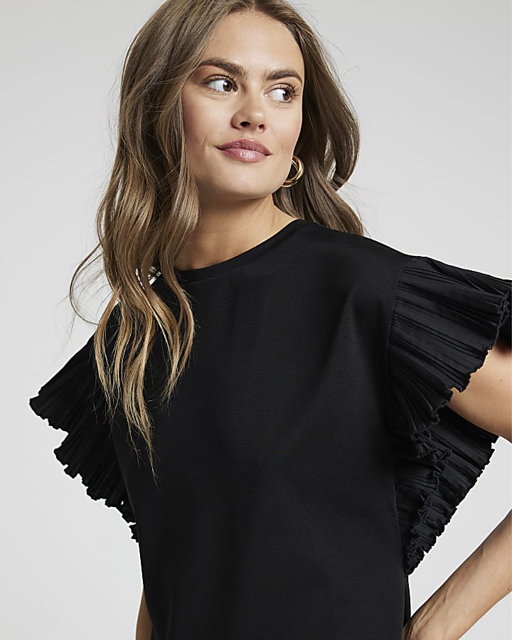 Black frill hem t-shirt mini dress