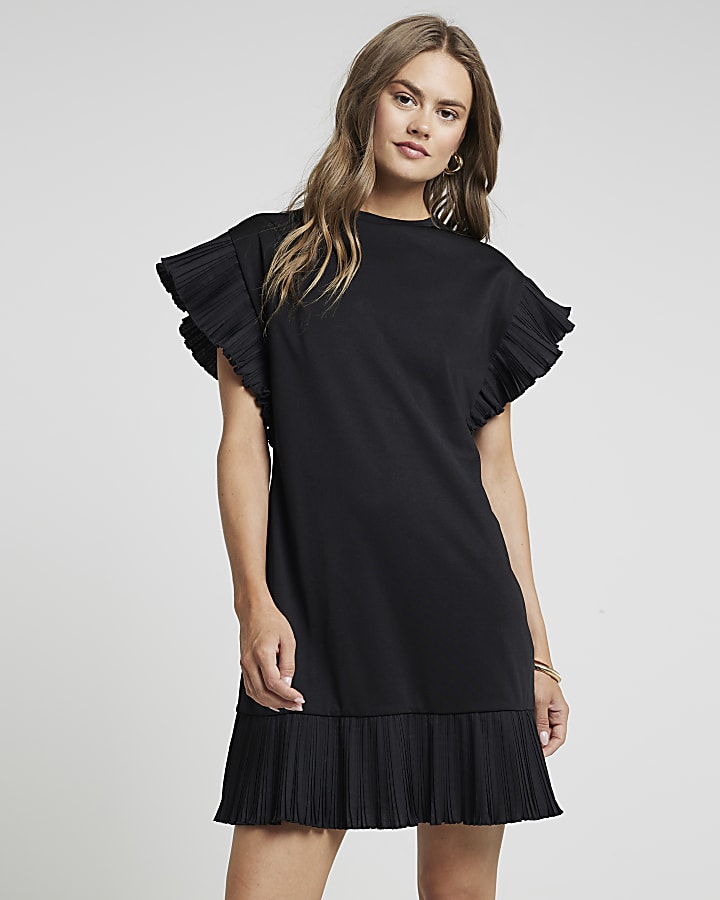 Black frill hem t shirt mini dress