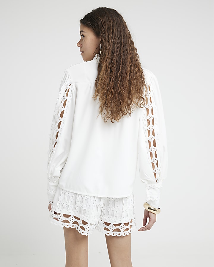 Cream Lace Cutwork Blouse