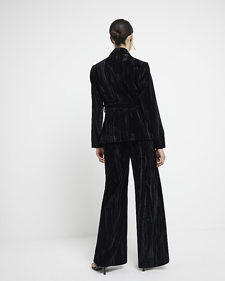 Black Velvet Wide Leg Trousers