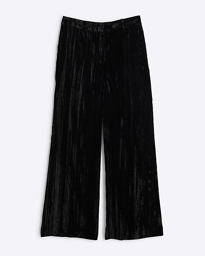 Black Velvet Wide Leg Trousers