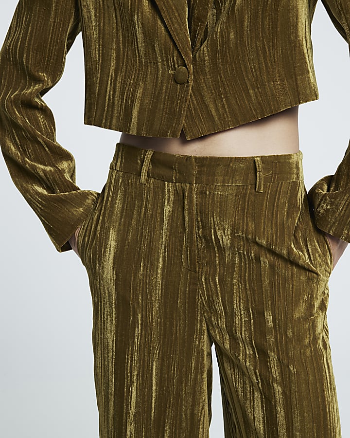 Green Velvet Wide Leg Trousers