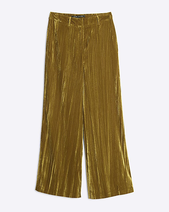 Green Velvet Wide Leg Trousers