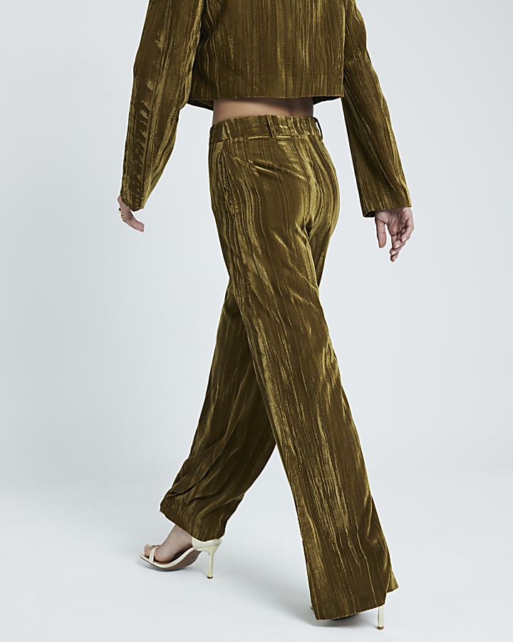 Green Velvet Wide Leg Trousers