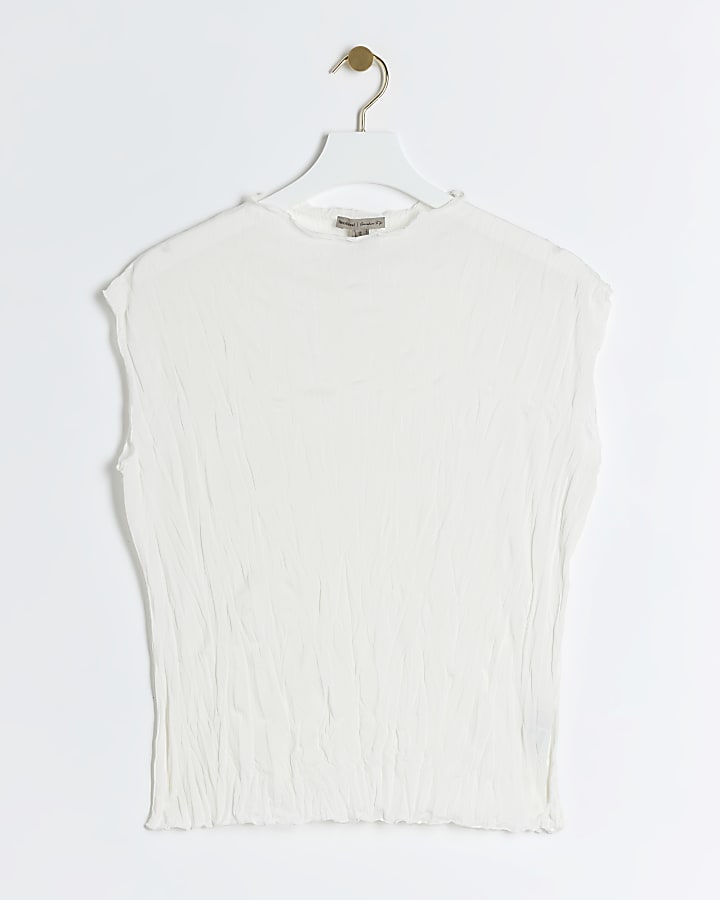 Cream crinkle vest top