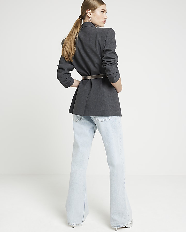 Blue High Waisted Relaxed Straight Jeans