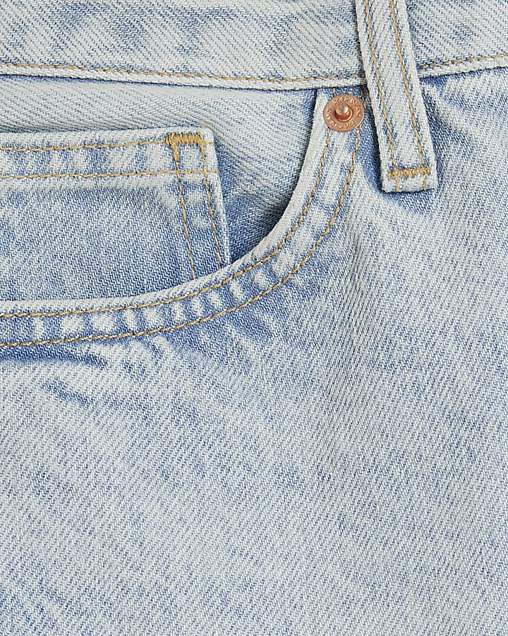 Blue High Waisted Relaxed Straight Jeans