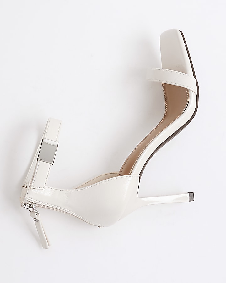 White Clasp Heeled Sandals