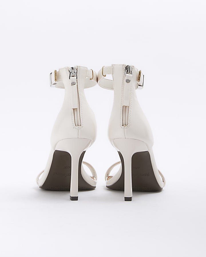 White Clasp Heeled Sandals