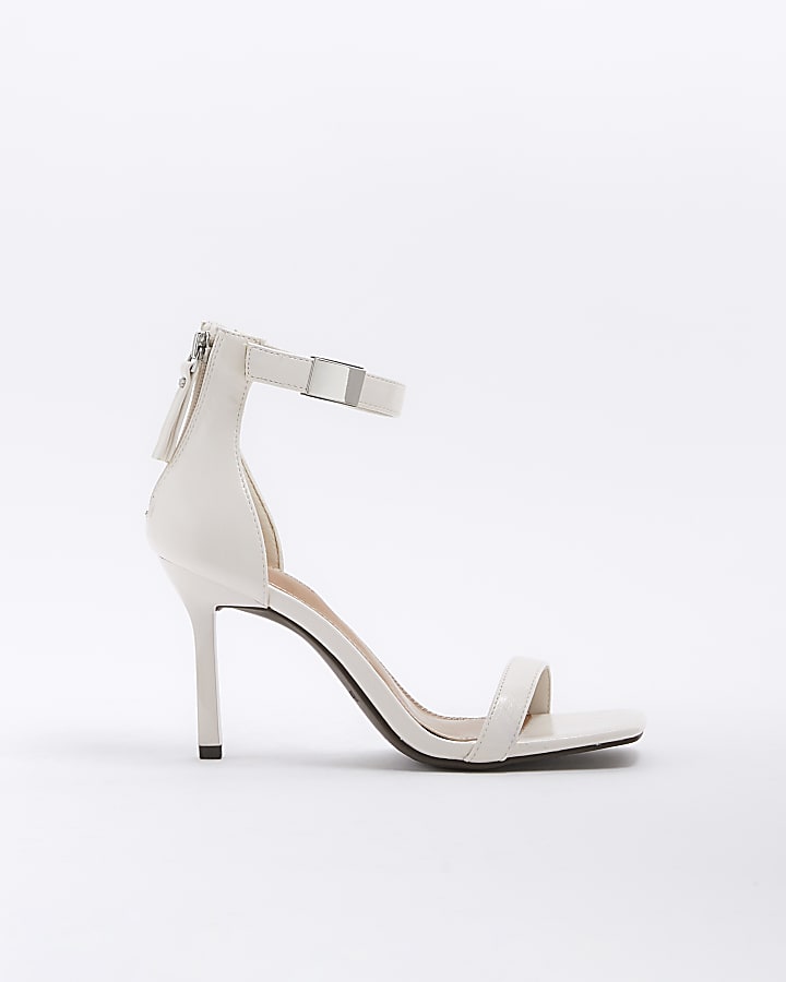 White Clasp Heeled Sandals