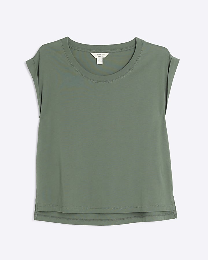 Khaki roll cuff t-shirt