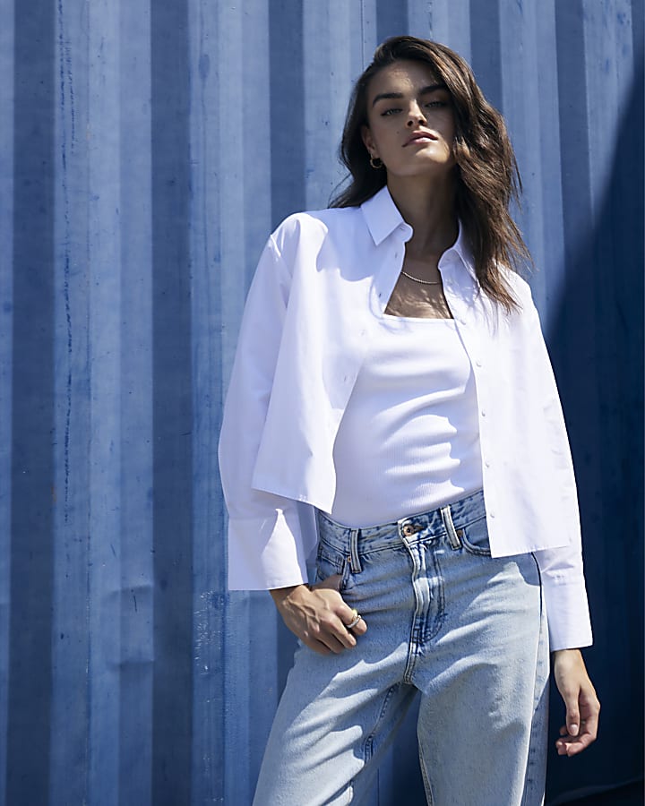 White cropped shirt