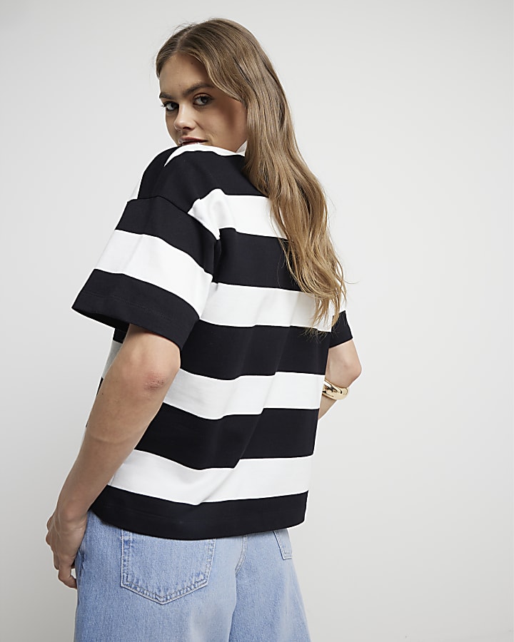 Black stripe polo t-shirt