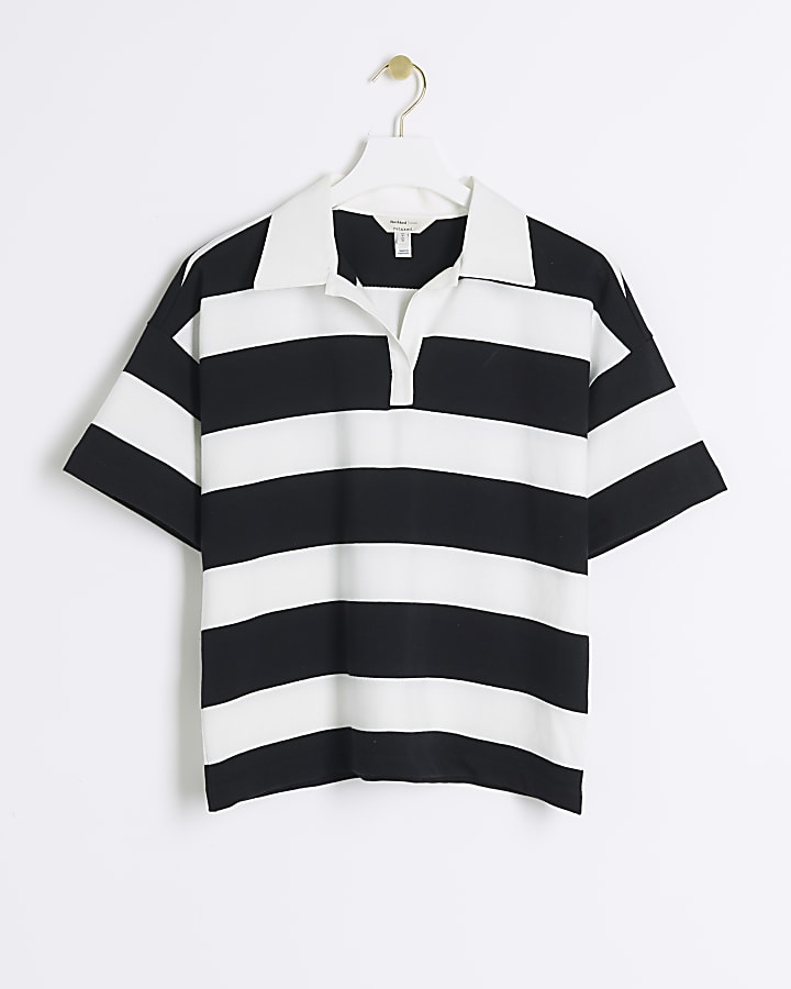 Black stripe polo t-shirt