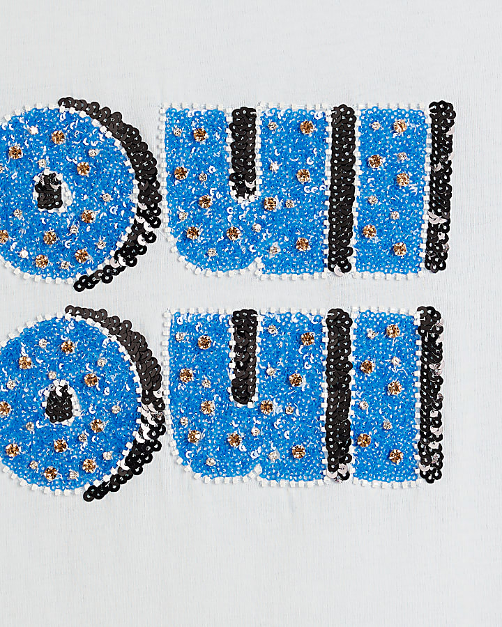 Blue Embellished Oui Oui Graphic T-shirt
