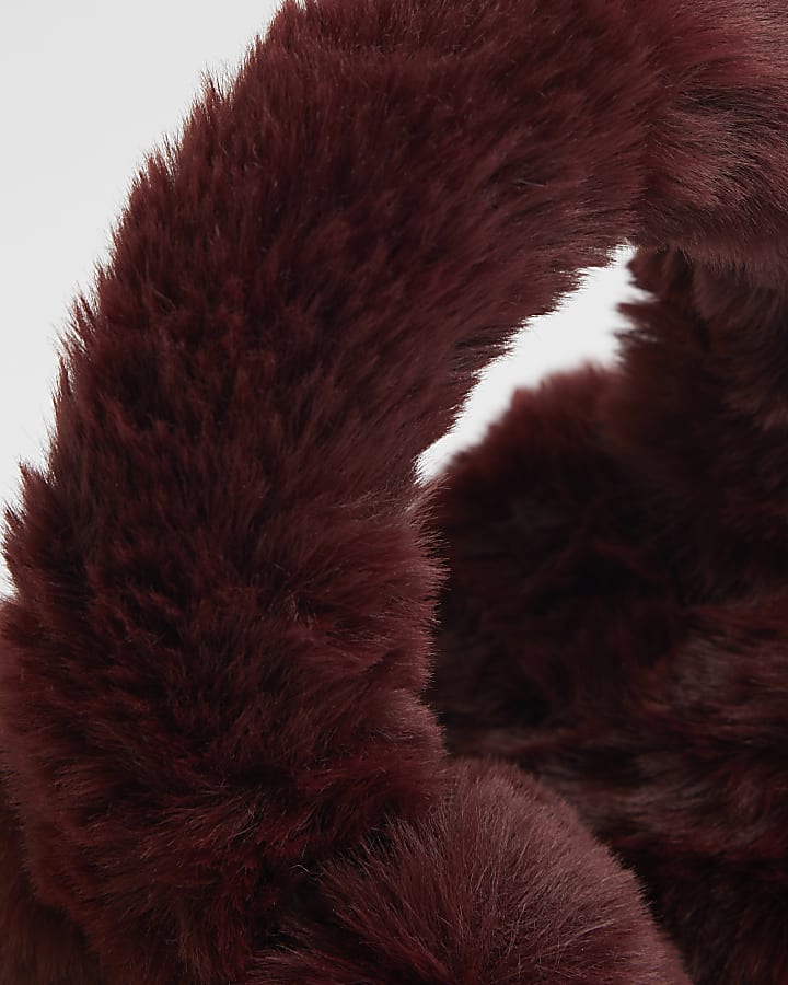 Red heart faux fur ear muffs