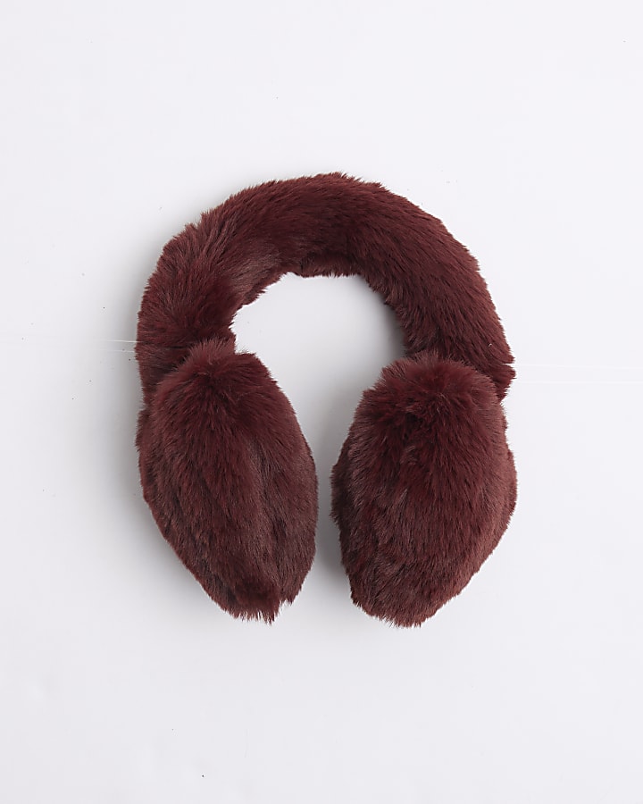 Red heart faux fur ear muffs