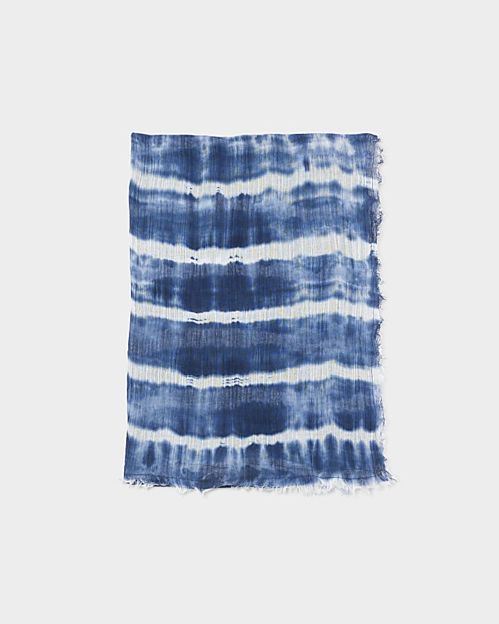 Blue tie dye lightweight scarf