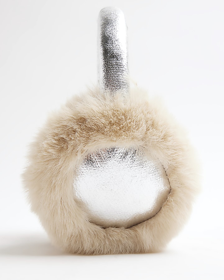 Silver Metallic Faux Fur Earmuffs