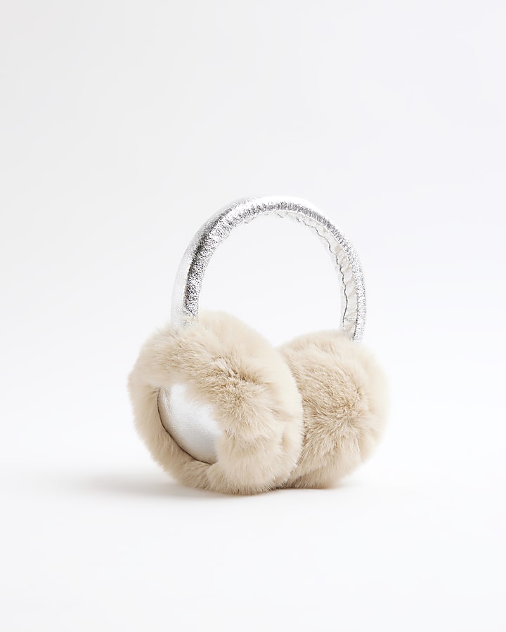 Silver Metallic Faux Fur Earmuffs