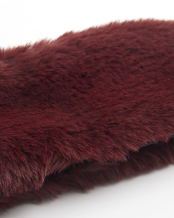 Red faux fur headband