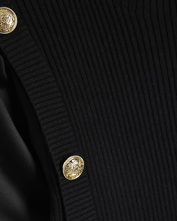 Black Long Sleeve Button Jumper Dress