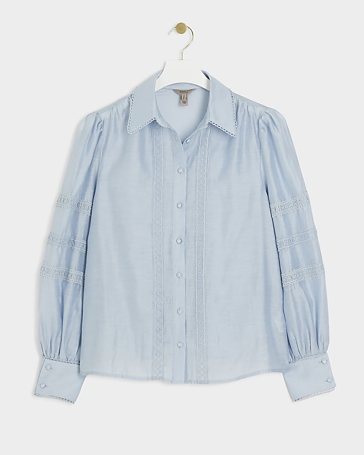 Blue lace trim shirt