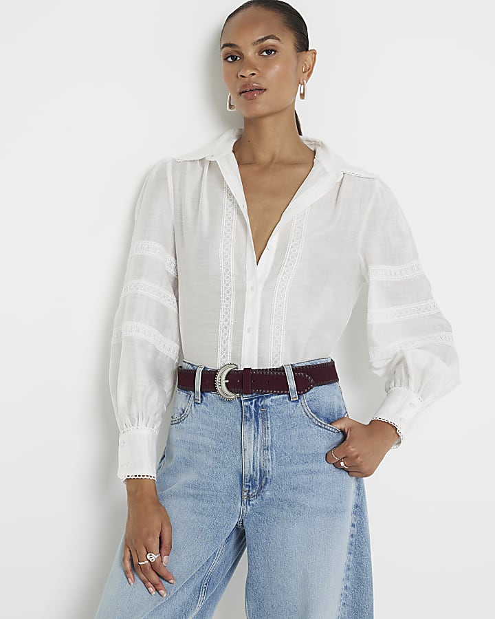 White lace trim shirt