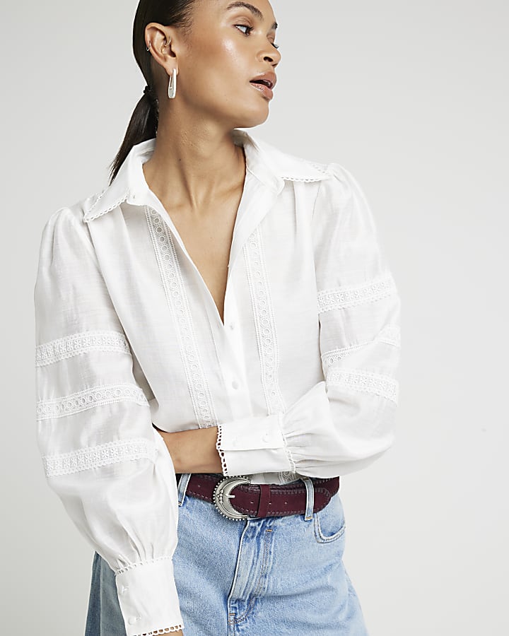 White lace trim shirt