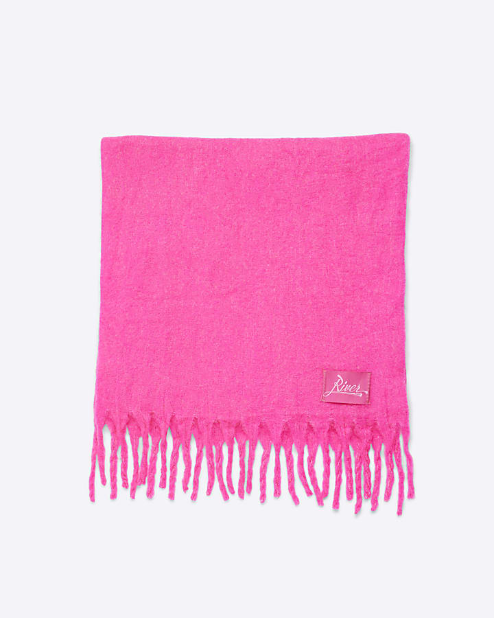 Pink Fringed Scarf