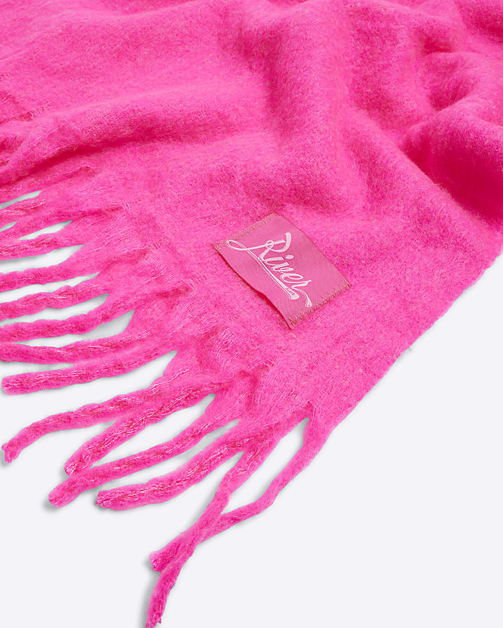 Pink Fringed Scarf