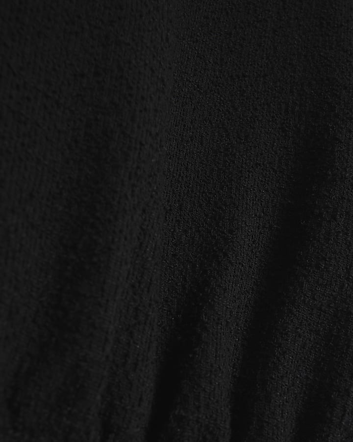 Black Boucle Elasticated Hem Sweatshirt